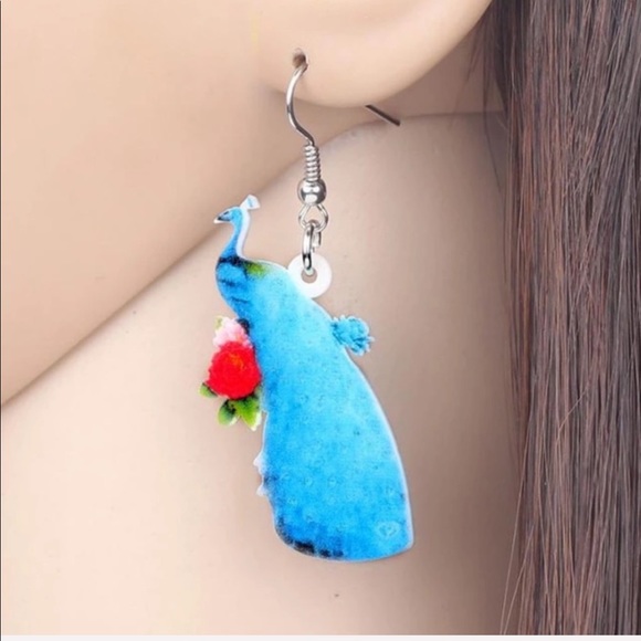 Peacock Acrylic Earrings - Picture 2 of 5